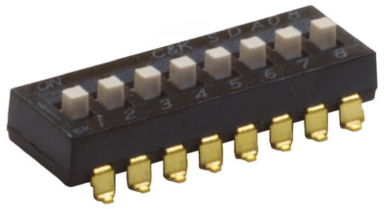 C & K 8 Way Surface Mount DIP Switch SPST, Extended Actuator
