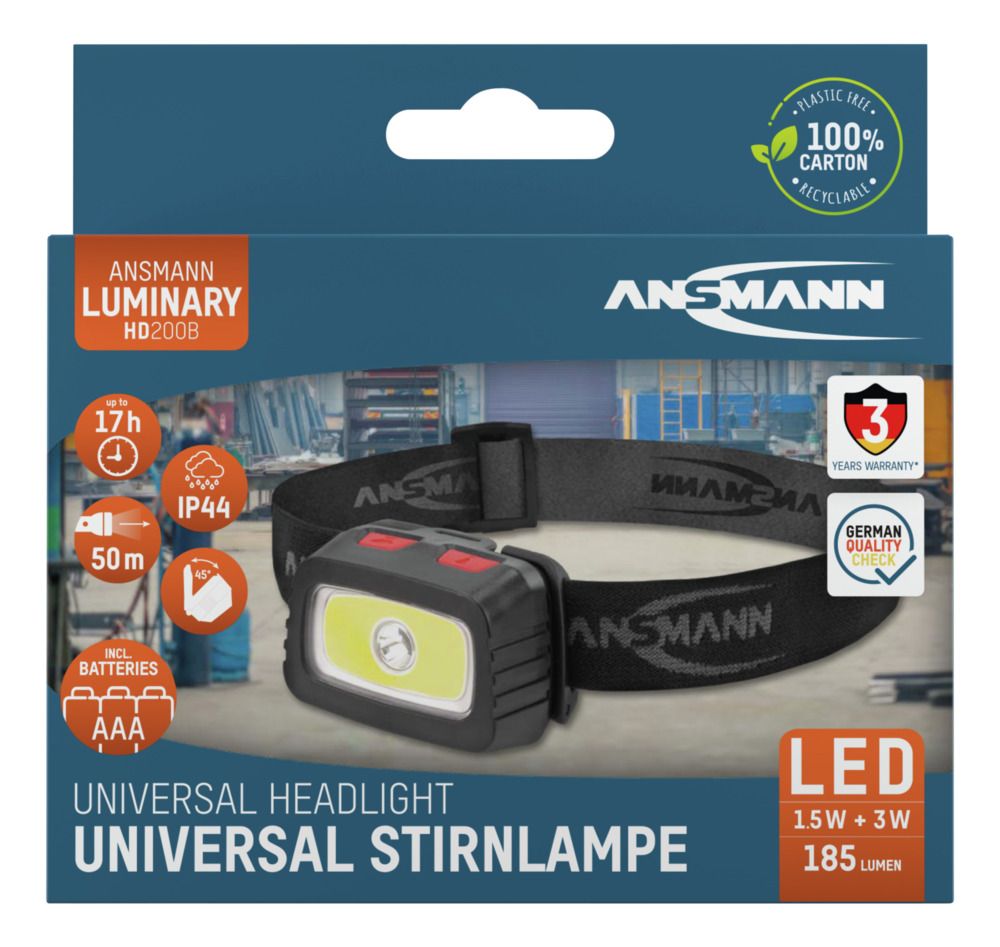 1600-0198 Ansmann  LED Head Torch 185 lm 50 m