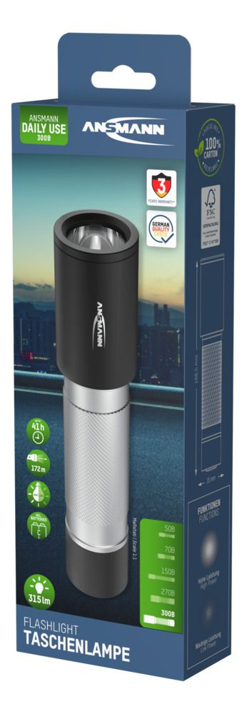 1600-0430-520 Ansmann LED Torch Silver, Black 315 lm, 166.5 mm