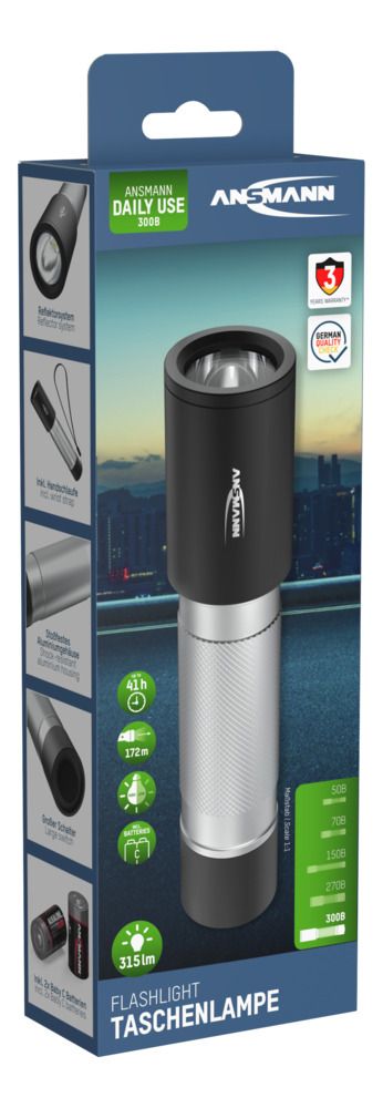 1600-0430-520 Ansmann LED Torch Silver, Black 315 lm, 166.5 mm