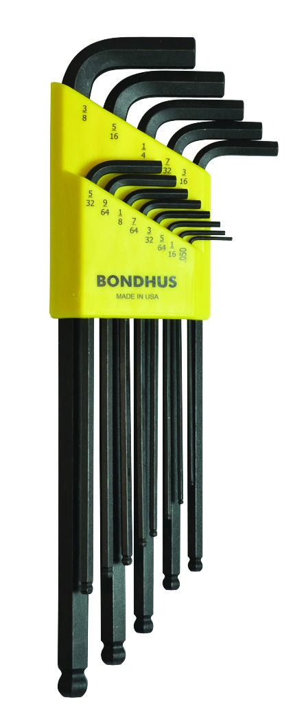 Bondhus 13 piece L Metric Hex Key Set, Hex size 0.05 to 3/8 in