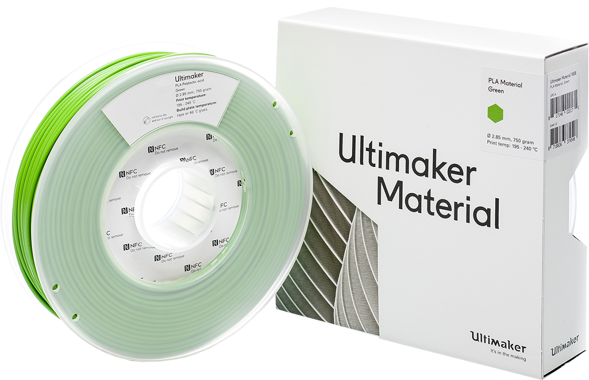 1608 Ultimaker 2.85 mm Green PLA 3D Printer Filament, 750 g