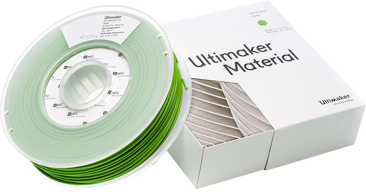 1608 Ultimaker 2.85 mm Green PLA 3D Printer Filament, 750 g