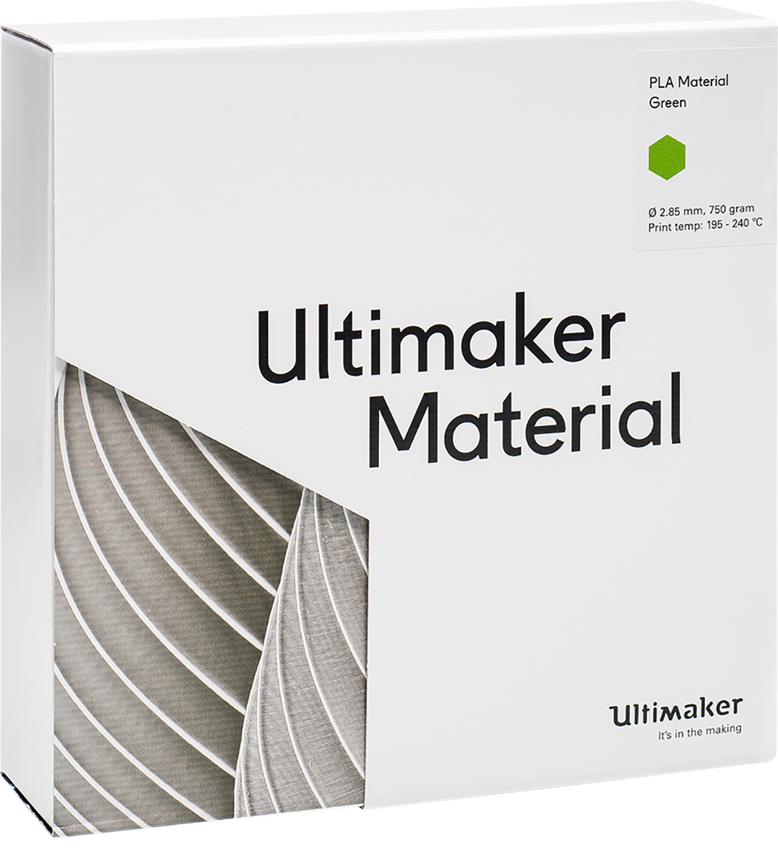1608 Ultimaker 2.85 mm Green PLA 3D Printer Filament, 750 g
