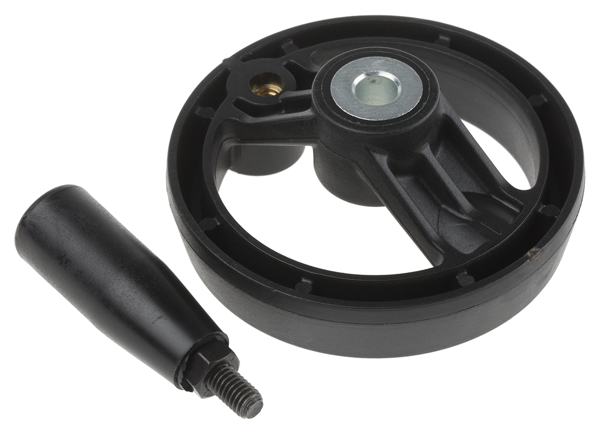 161-1986 RS PRO Black Fibreglass Reinforced Technopolymer Hand Wheel, 80 mm diameter