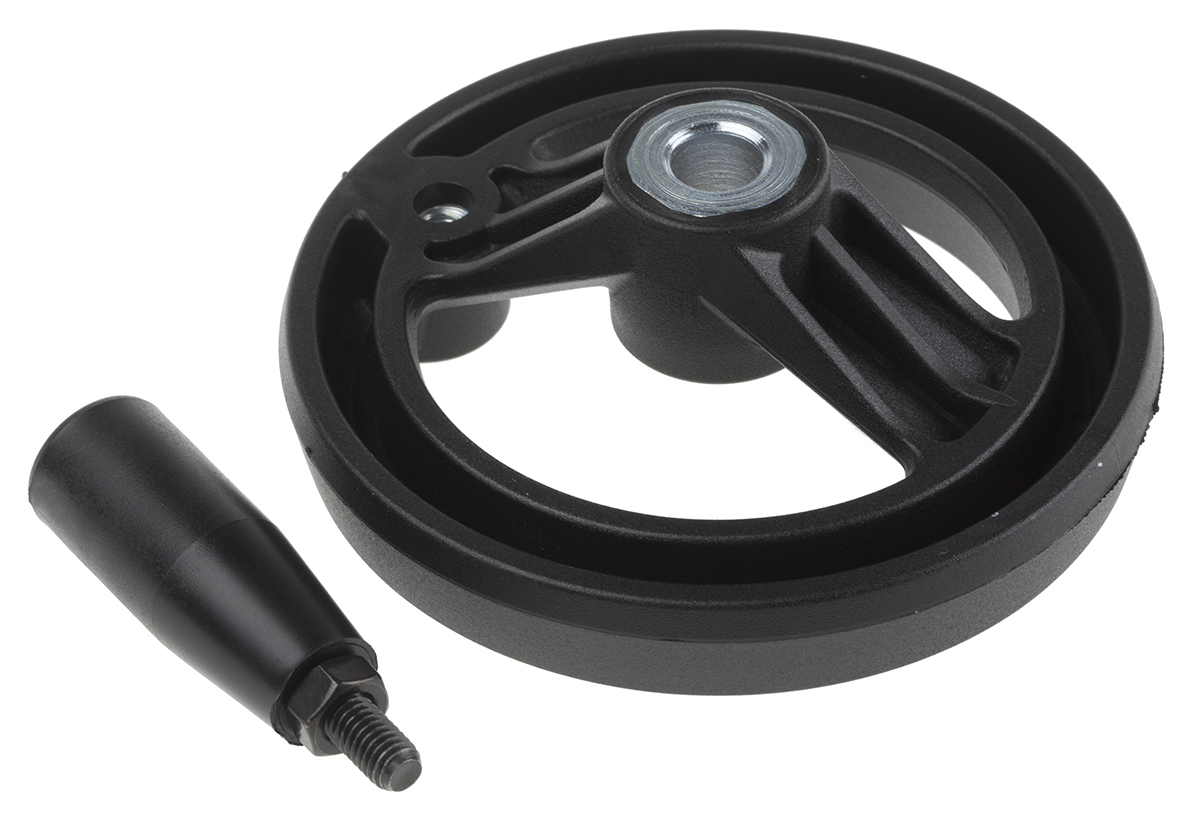 161-1988 RS PRO Black Fibreglass Reinforced Technopolymer Hand Wheel, 100 mm diameter