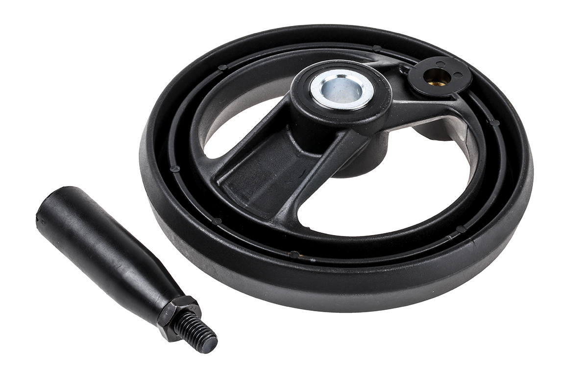 161-1997 RS PRO Black Fibreglass Reinforced Technopolymer Hand Wheel, 160 mm diameter