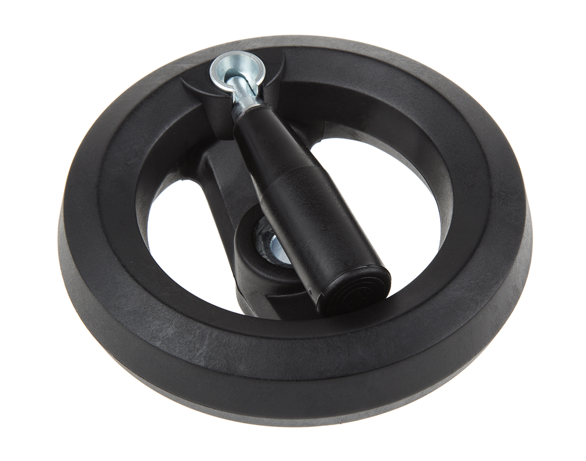 161-2006 RS PRO Black Fibreglass Reinforced Technopolymer Hand Wheel, 126 mm diameter