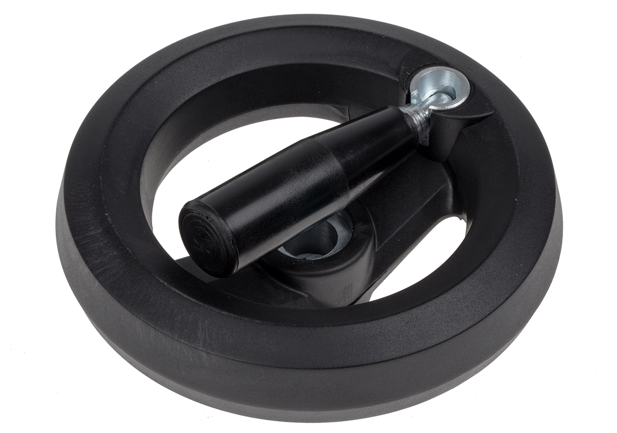 161-2007 RS PRO Black Fibreglass Reinforced Technopolymer Hand Wheel, 126 mm diameter