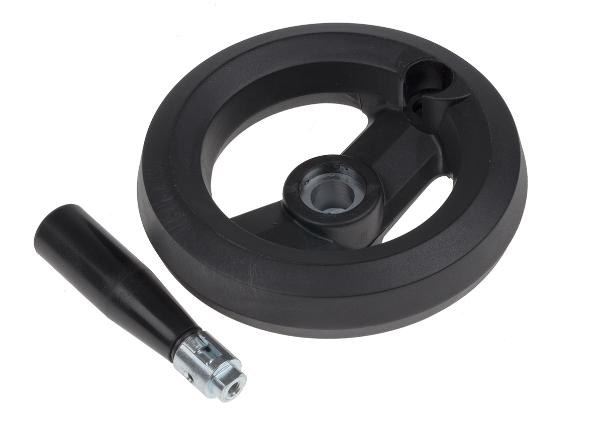 161-2007 RS PRO Black Fibreglass Reinforced Technopolymer Hand Wheel, 126 mm diameter