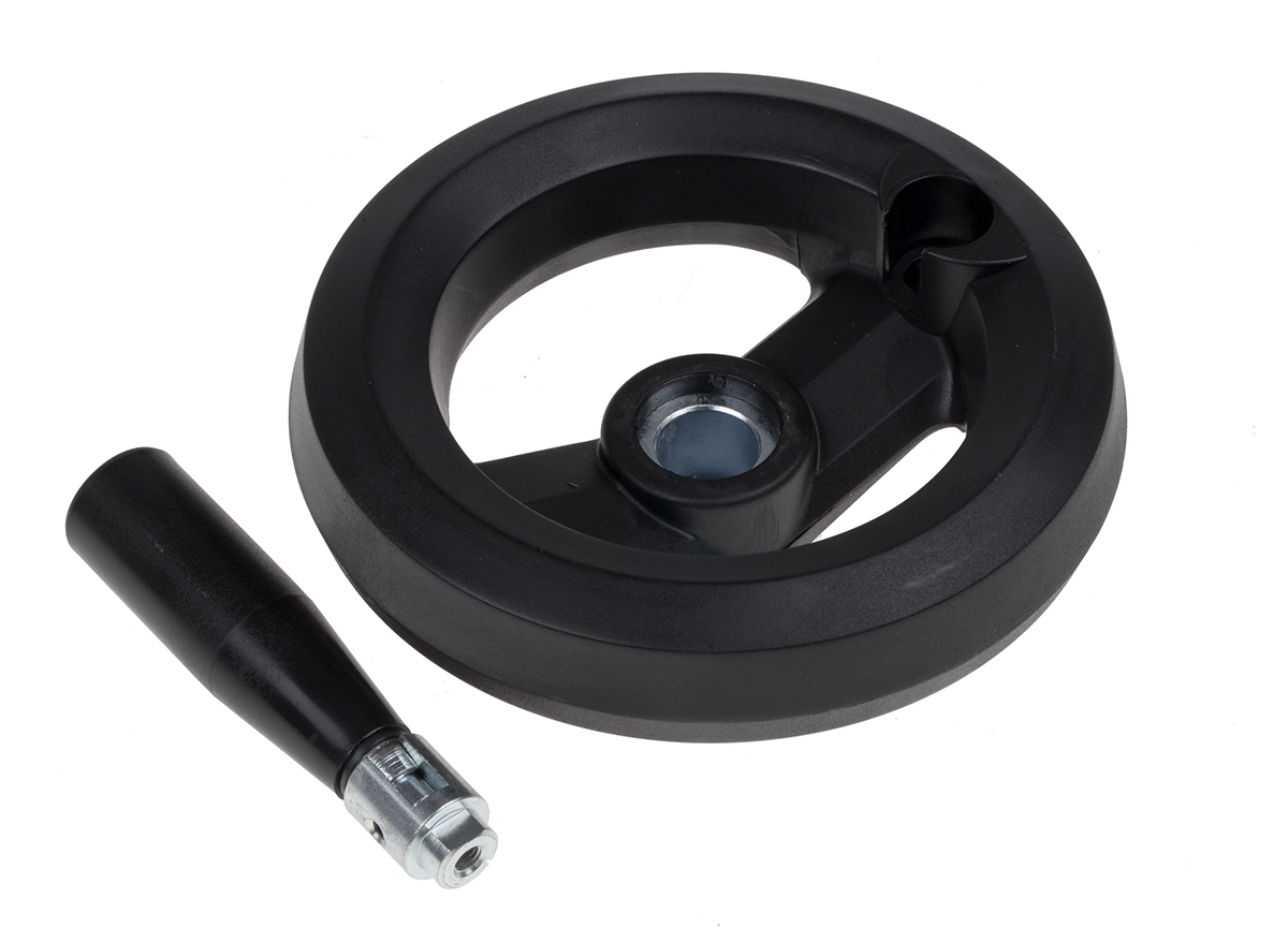 161-2009 RS PRO Black Fibreglass Reinforced Technopolymer Hand Wheel, 126 mm diameter