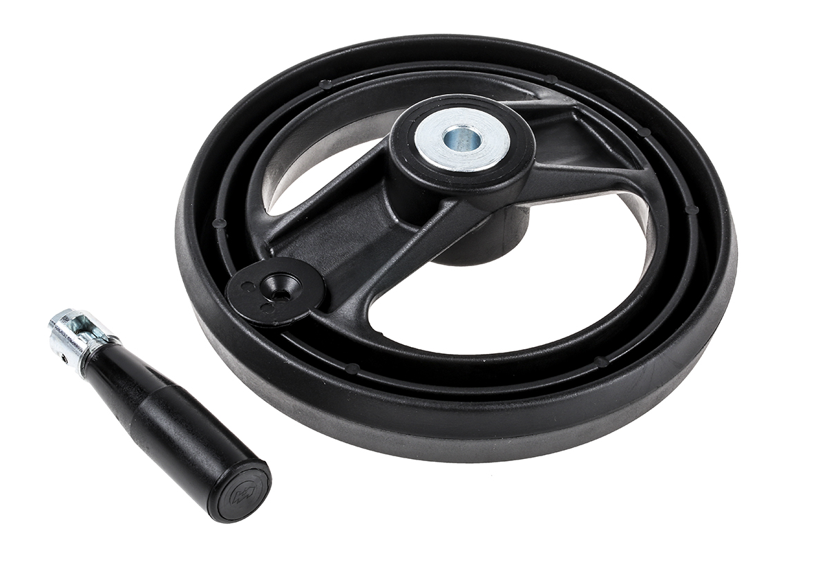 161-2010 RS PRO Black Fibreglass Reinforced Technopolymer Hand Wheel, 160 mm diameter