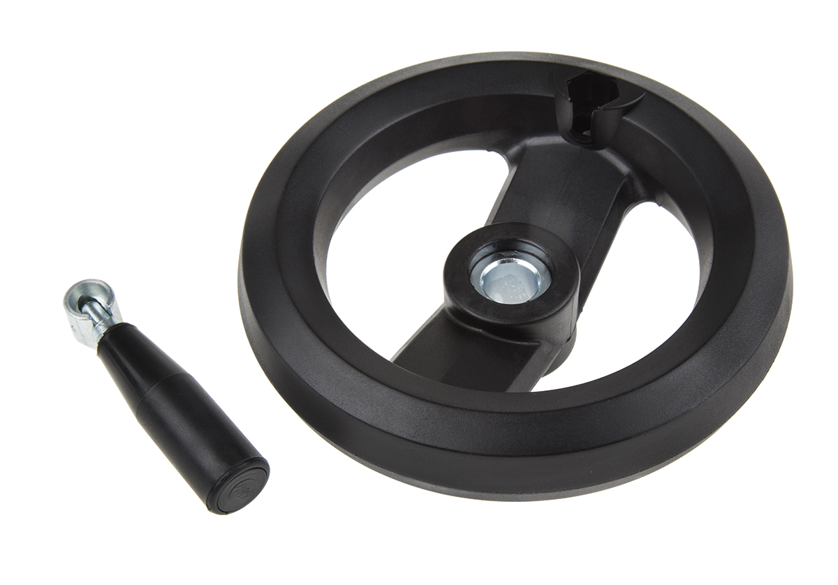 161-2013 RS PRO Black Fibreglass Reinforced Technopolymer Hand Wheel, 160 mm diameter