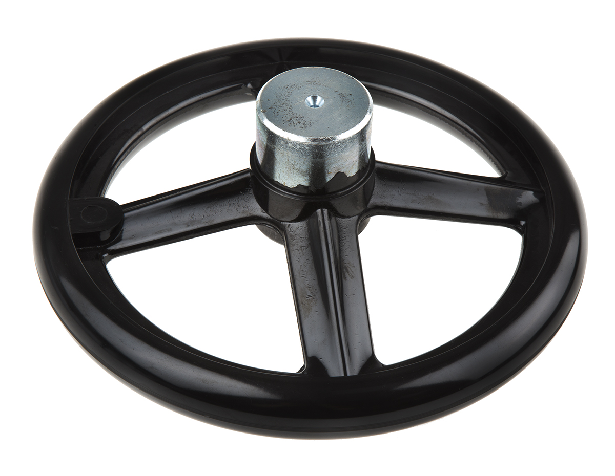 161-2024 RS PRO Black Hand Wheel, 250 mm diameter