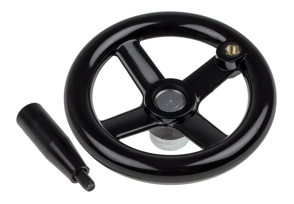 161-2028 RS PRO Black Hand Wheel, 140 mm diameter