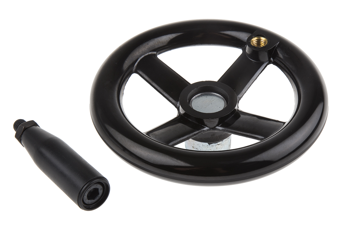 161-2029 RS PRO Black Hand Wheel, 160 mm diameter
