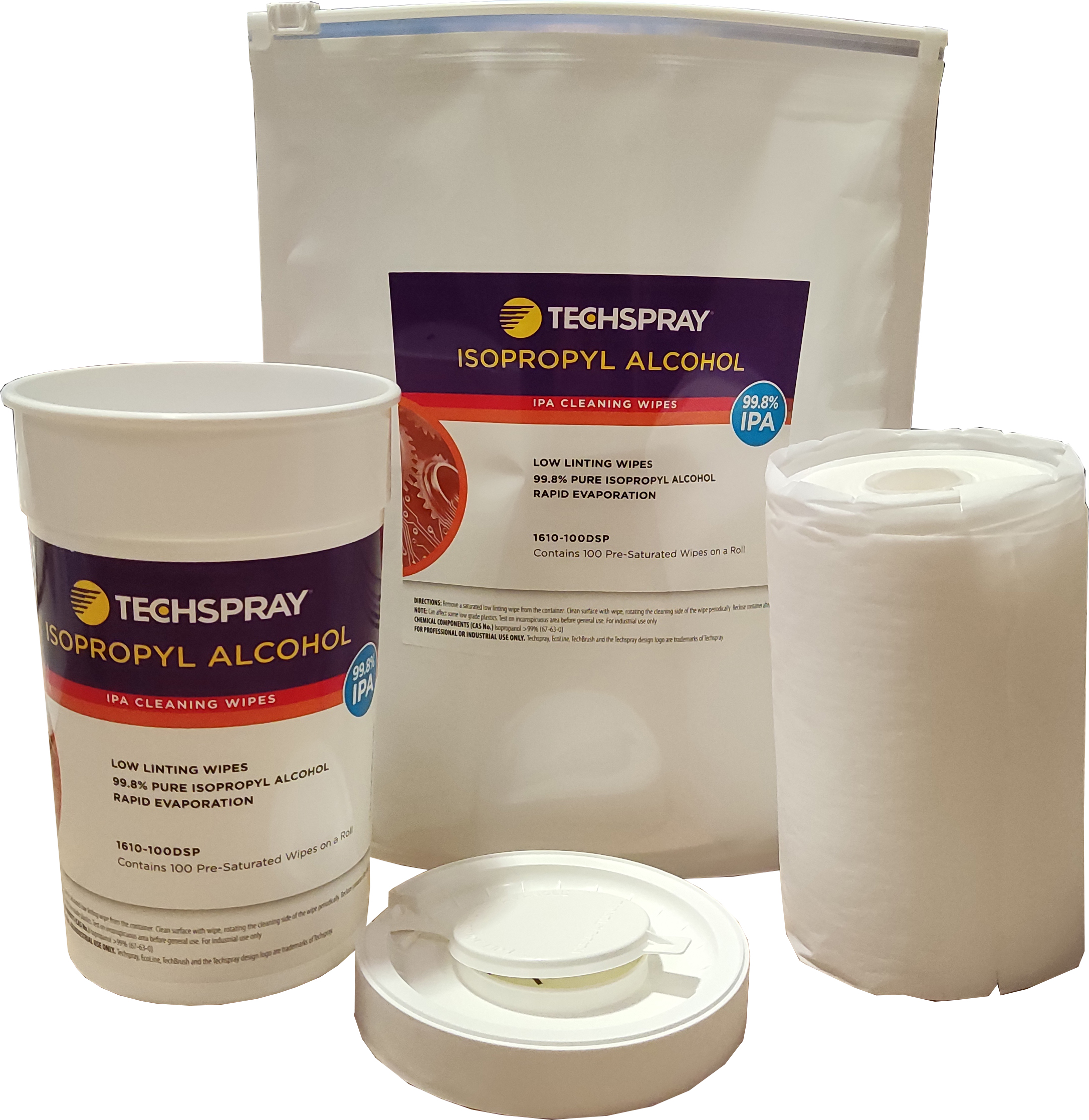 Chemtronics Techspray Wet Isopropanol, Tub of, 150 x 200 mm 100 Per Pack