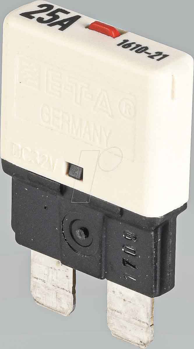ETA 6 to 30 A 1610 Thermal Circuit Breaker - 1-Pole, Base, 25A Current Rating, 25 A, 32V ac, 48 V dc