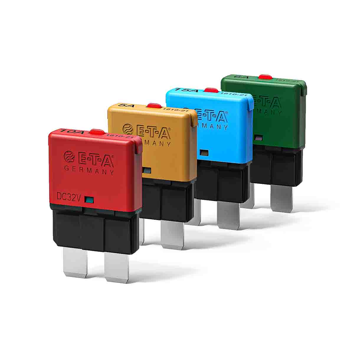 ETA 6 to 30 A 1610 Thermal Circuit Breaker - 1-Pole, Base, 8A Current Rating, 25 A, 32V ac, 48 V dc
