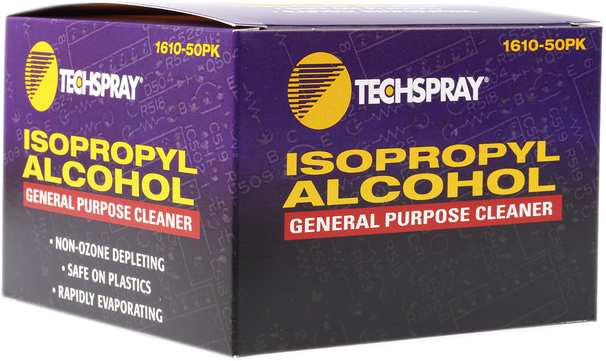 Techspray Wet Isopropanol, Box of, 98 x 180 mm 50 Wipes