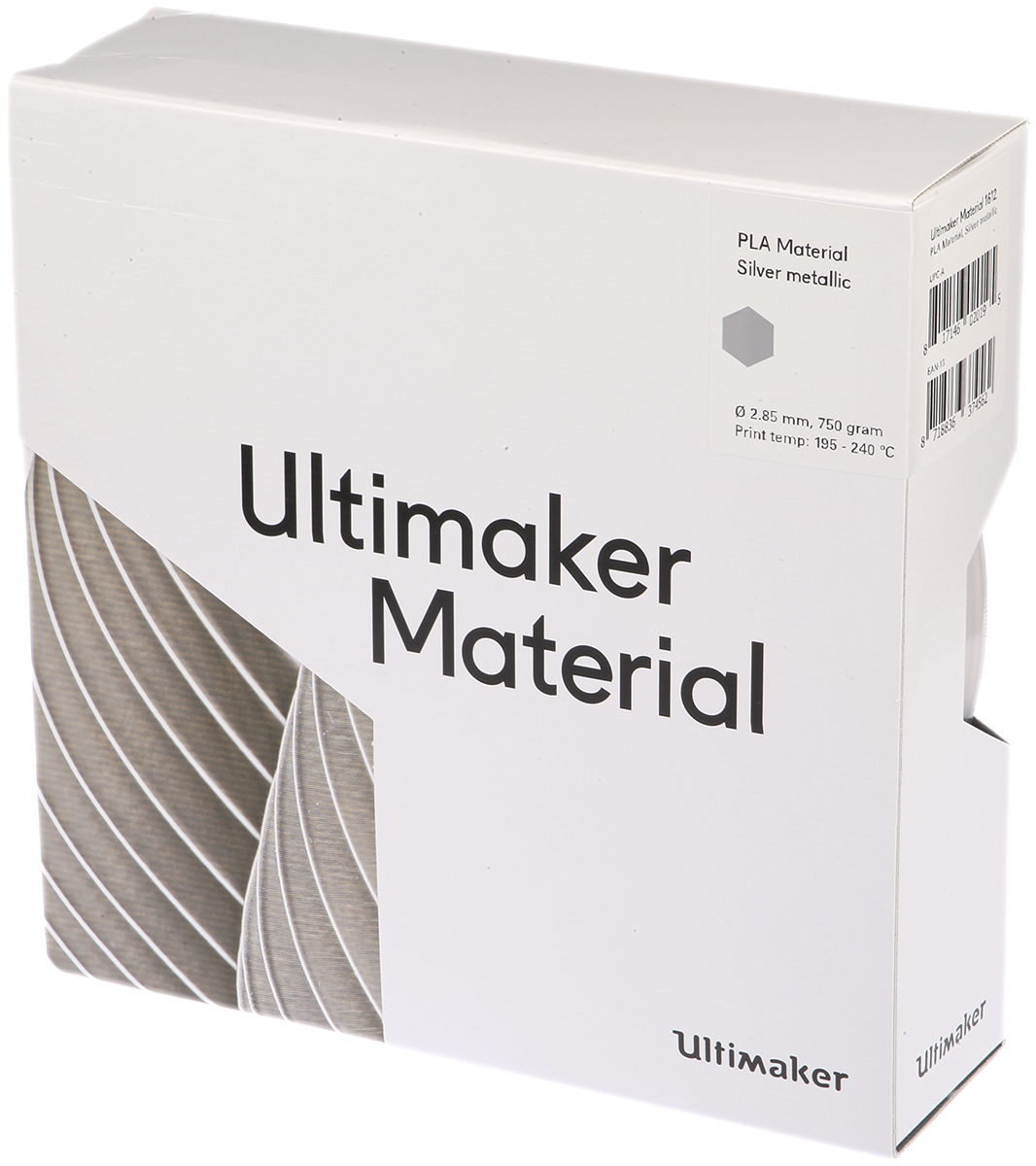 1612 Ultimaker 2.85 mm Silver PLA 3D Printer Filament, 750 g