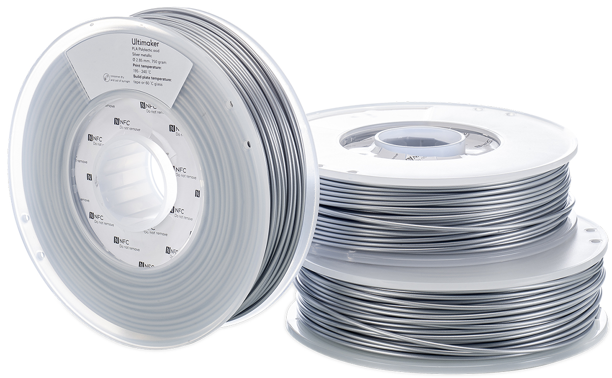 1612 Ultimaker 2.85 mm Silver PLA 3D Printer Filament, 750 g