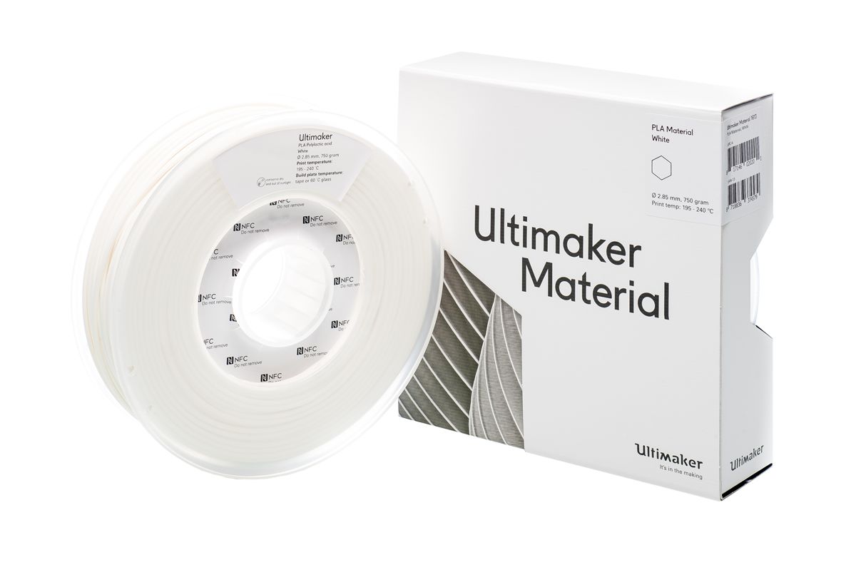 1613 Ultimaker 2.85 mm White PLA 3D Printer Filament, 750 g