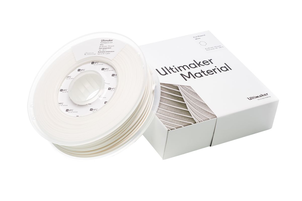 1613 Ultimaker 2.85 mm White PLA 3D Printer Filament, 750 g