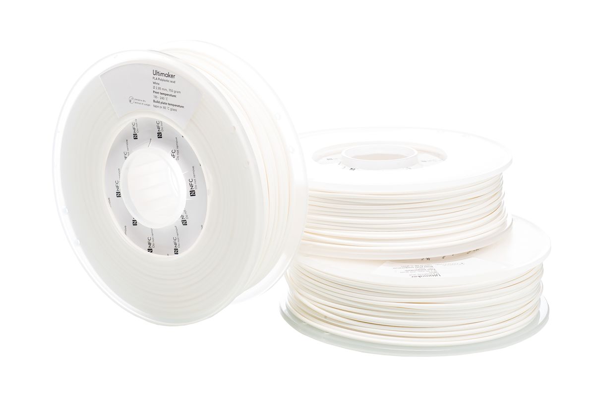 1613 Ultimaker 2.85 mm White PLA 3D Printer Filament, 750 g