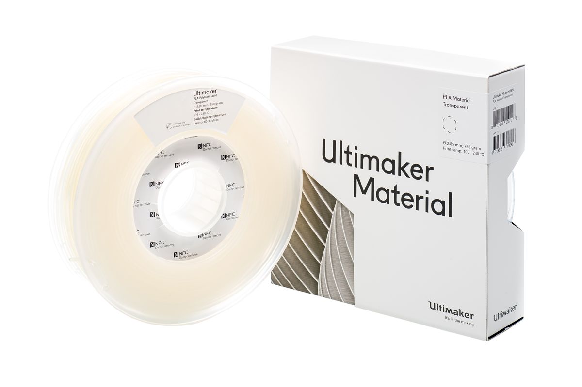 1614 Ultimaker 2.85 mm Transparent PLA 3D Printer Filament, 750 g