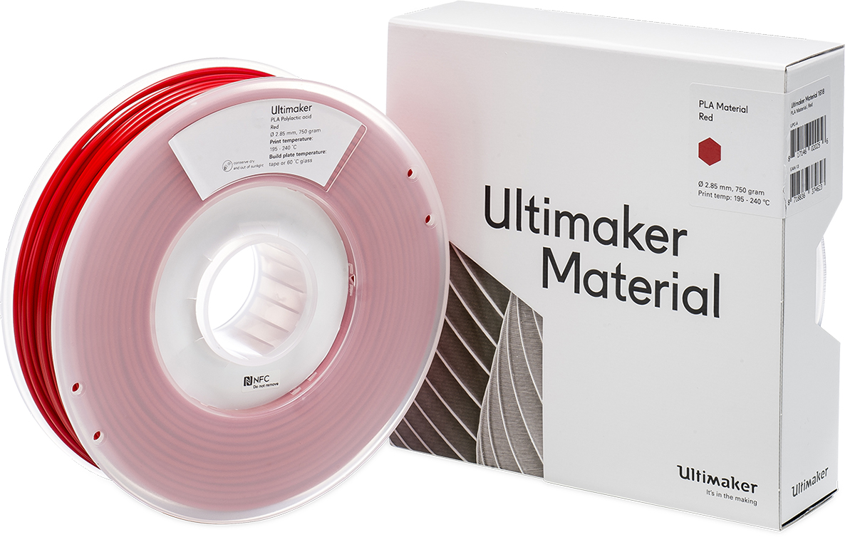 1618 Ultimaker 2.85 mm Red PLA 3D Printer Filament, 750 g