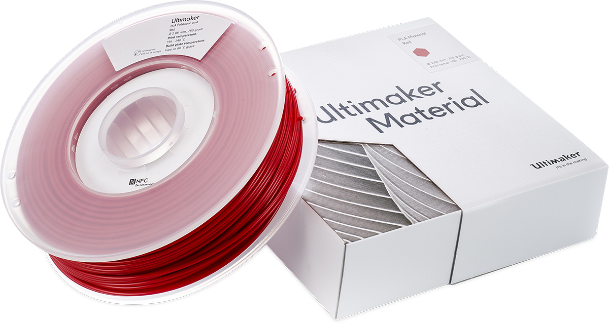 1618 Ultimaker 2.85 mm Red PLA 3D Printer Filament, 750 g