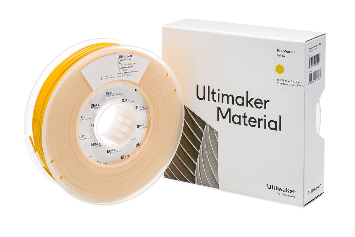 1619 Ultimaker 2.85 mm Yellow PLA 3D Printer Filament, 750 g