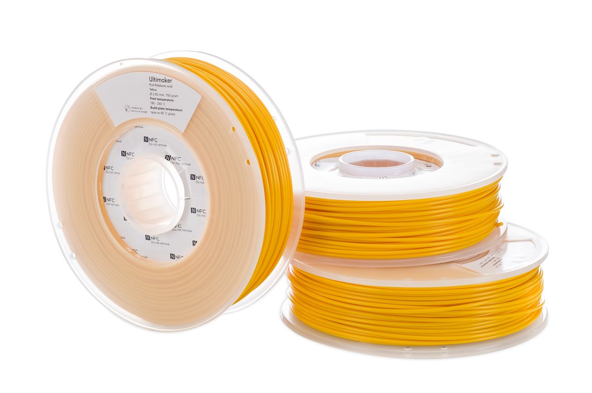 1619 Ultimaker 2.85 mm Yellow PLA 3D Printer Filament, 750 g
