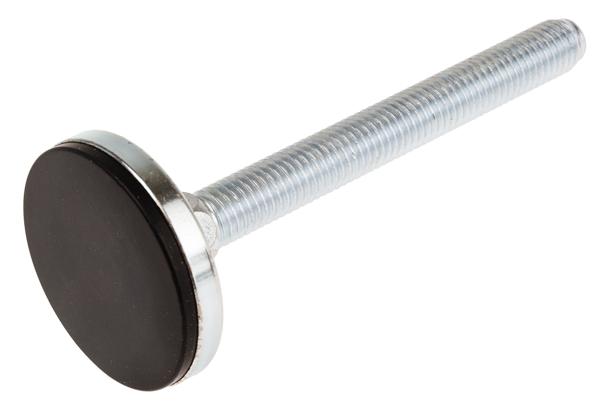 162-3253 RS PRO M12 40 mm Dia. Adjustable Foot, Zinc Plated Steel, 900 kg Static Load Capacity 3 ° Tilt Angle