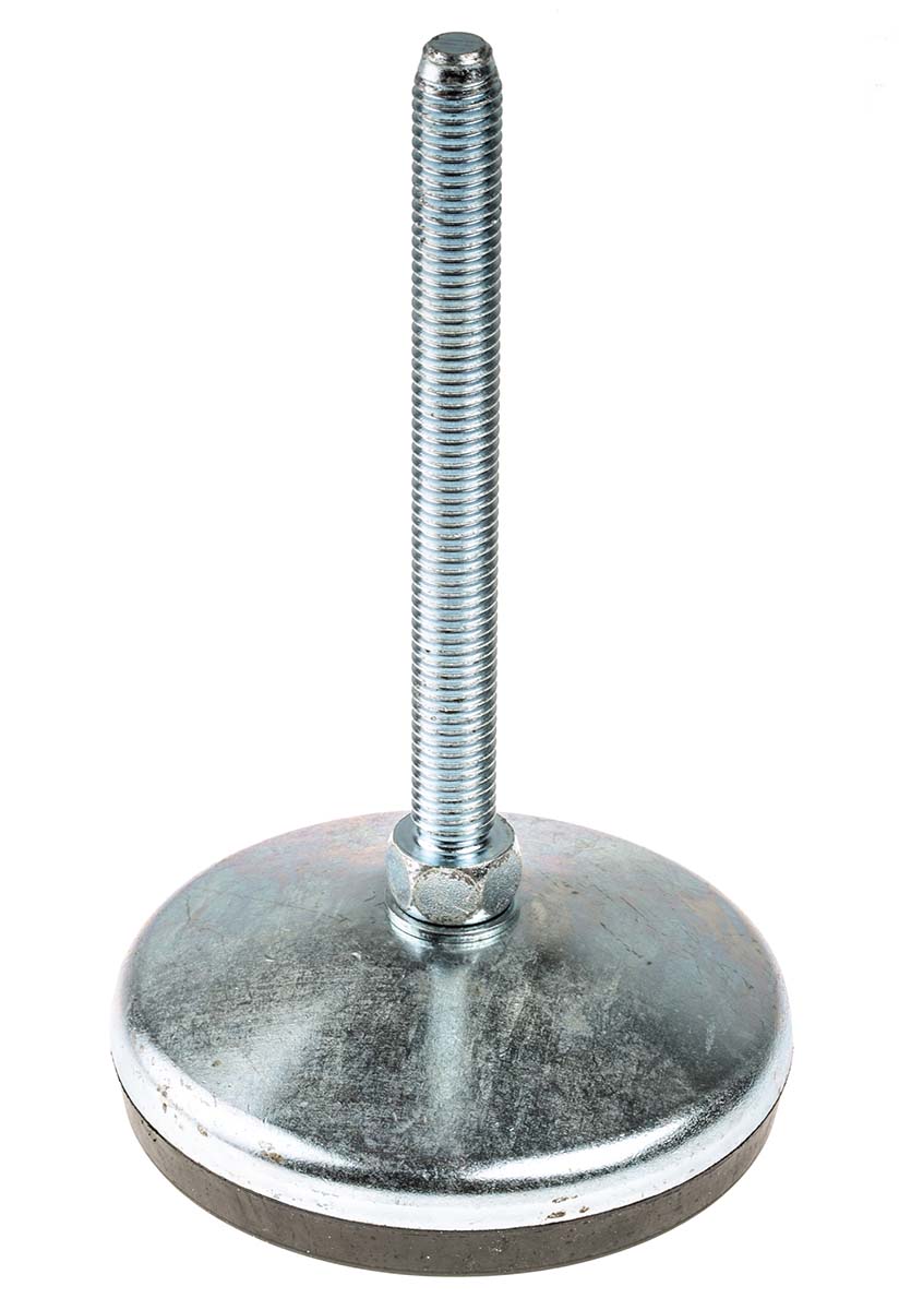 162-3258 RS PRO M10 80 mm Dia. Adjustable Foot, Zinc Plated Steel, 1000 kg Static Load Capacity 10 ° Tilt Angle