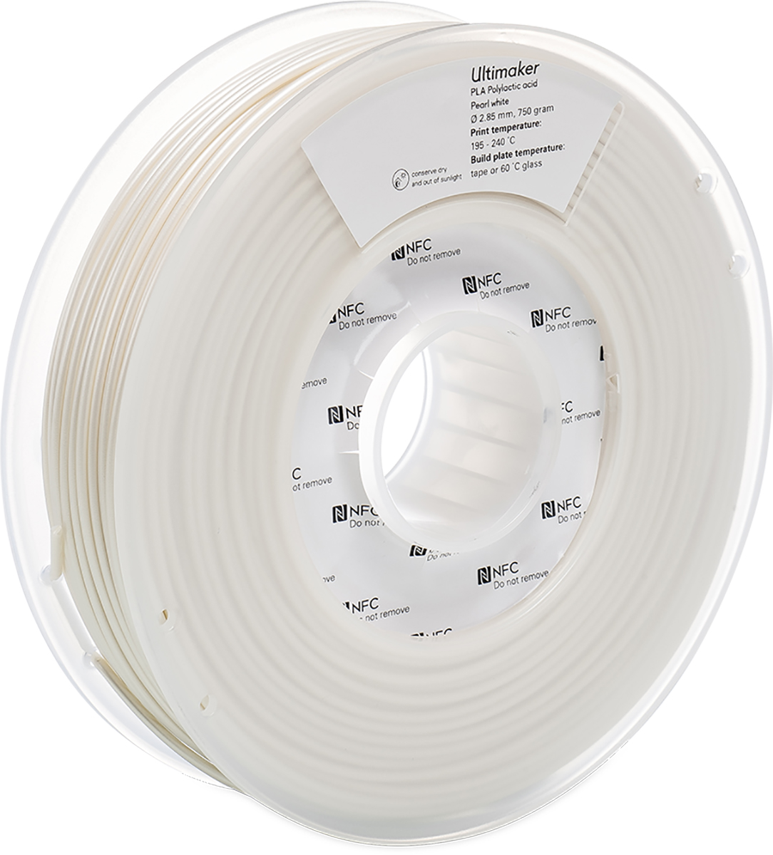 Ultimaker 2.85 mm Pearl White PLA 3D Printer Filament, 750 g