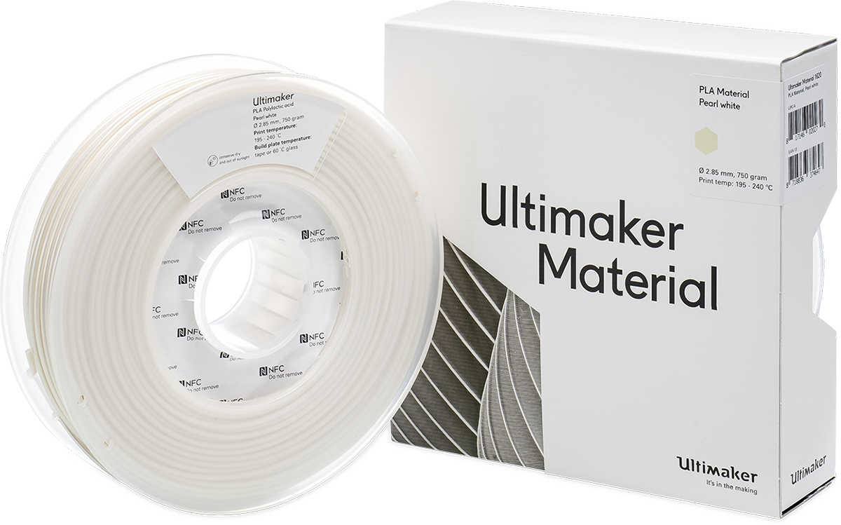 1620 Ultimaker 2.85 mm Pearl White PLA 3D Printer Filament, 750 g