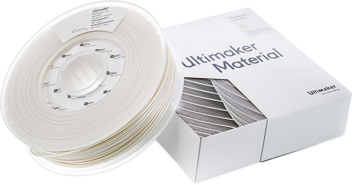 1620 Ultimaker 2.85 mm Pearl White PLA 3D Printer Filament, 750 g