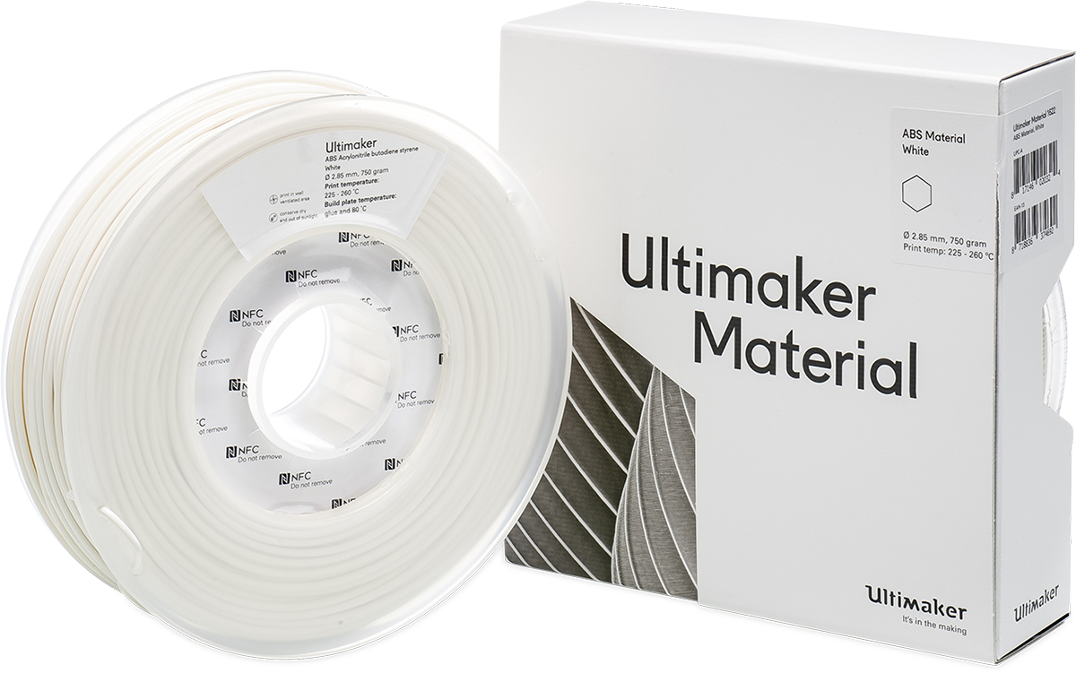 1622 Ultimaker 2.85 mm White ABS 3D Printer Filament, 750 g