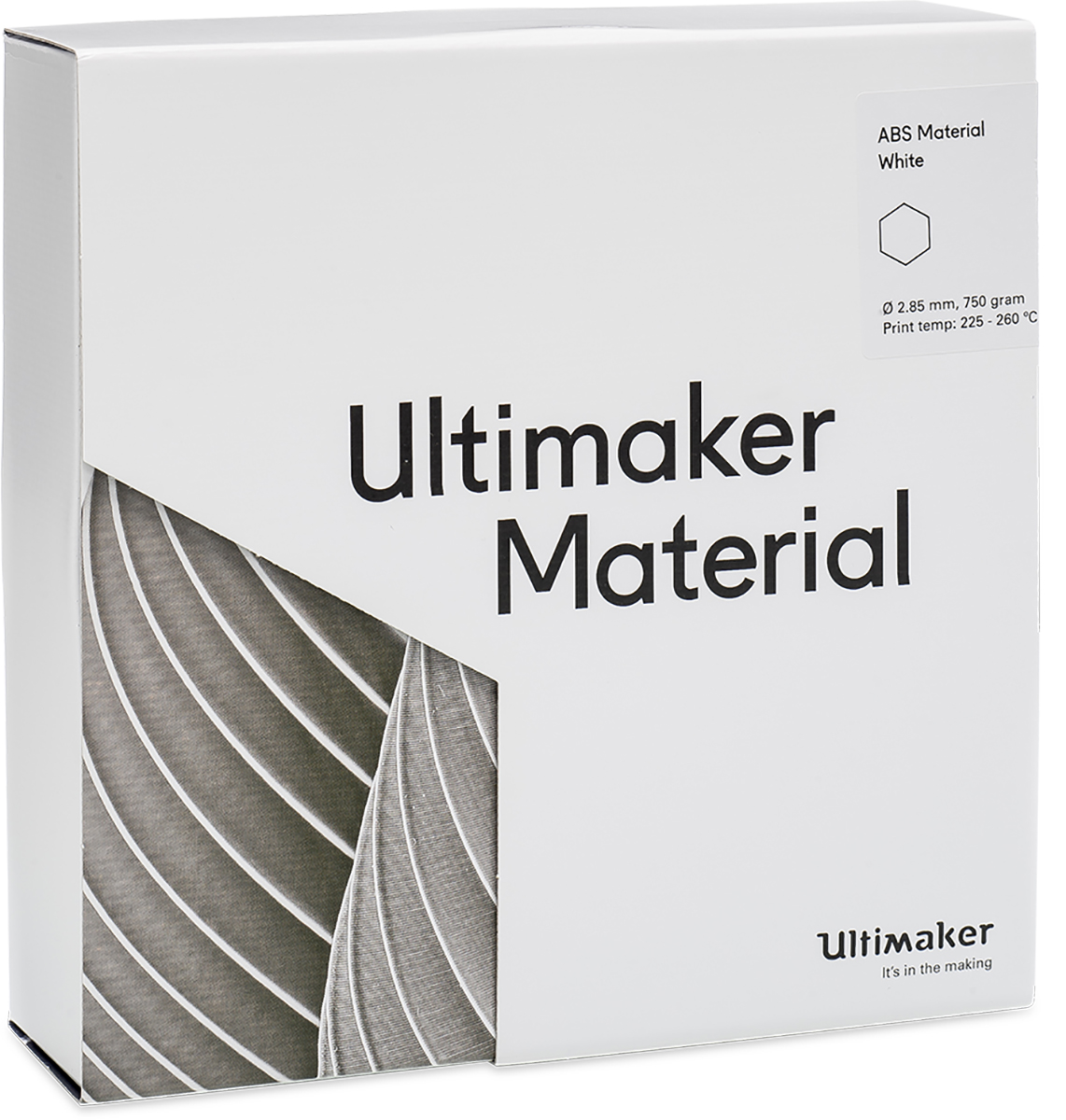 1622 Ultimaker 2.85 mm White ABS 3D Printer Filament, 750 g