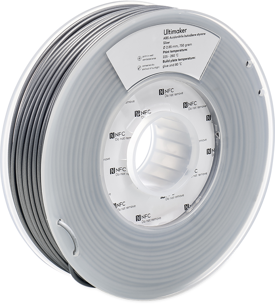 Ultimaker 2.85 mm Silver ABS 3D Printer Filament, 750 g