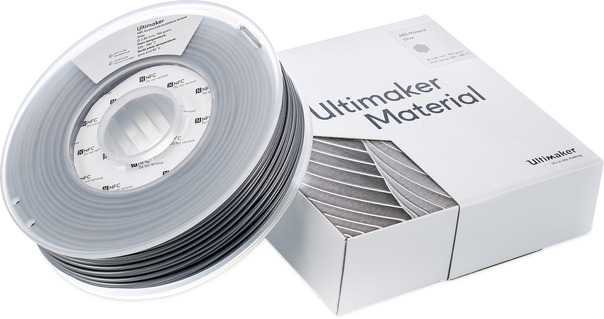1625 Ultimaker 2.85 mm Silver ABS 3D Printer Filament, 750 g