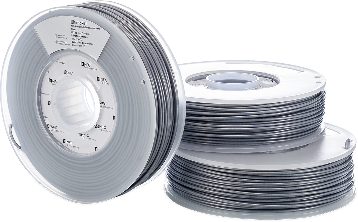 1625 Ultimaker 2.85 mm Silver ABS 3D Printer Filament, 750 g