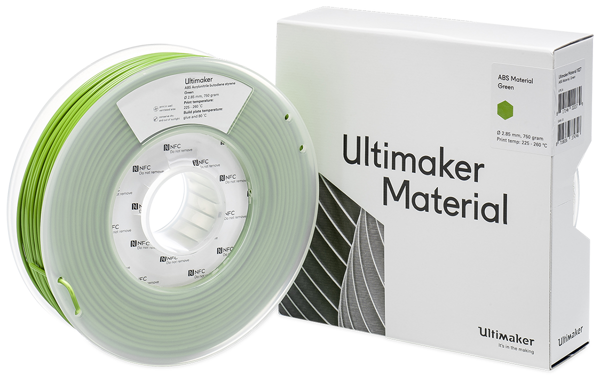 1627 Ultimaker 2.85 mm Green ABS 3D Printer Filament, 750 g
