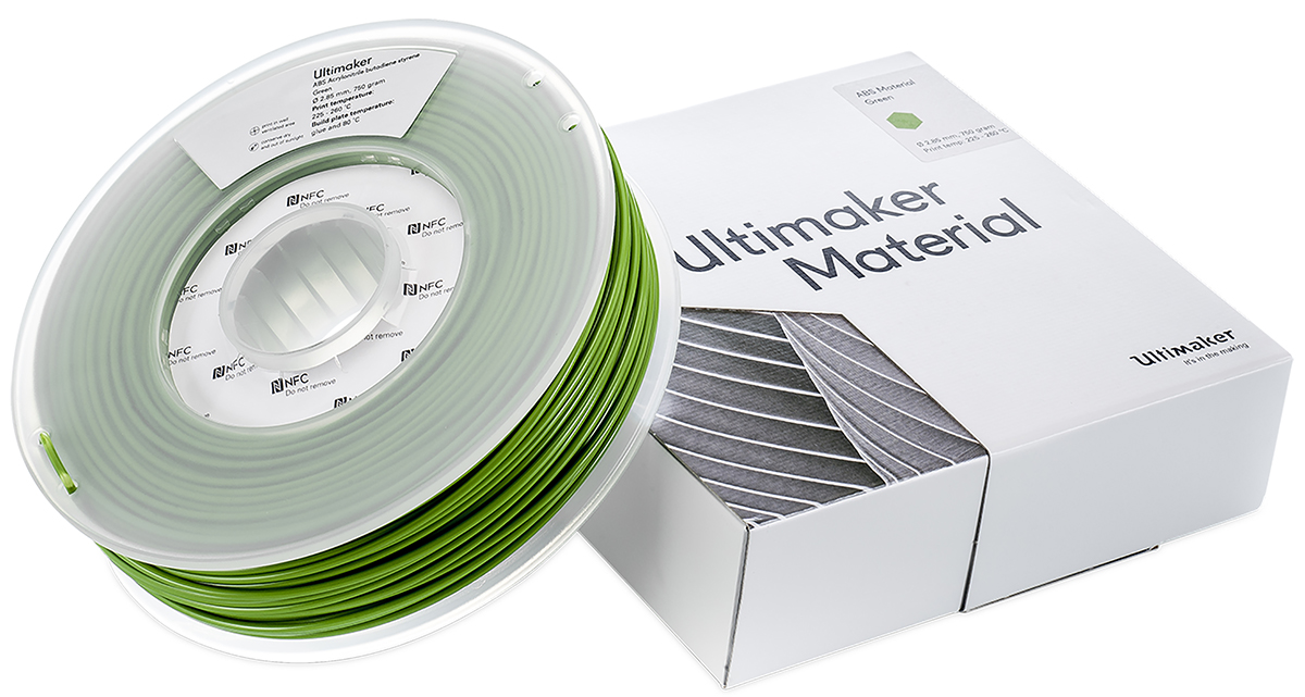 1627 Ultimaker 2.85 mm Green ABS 3D Printer Filament, 750 g