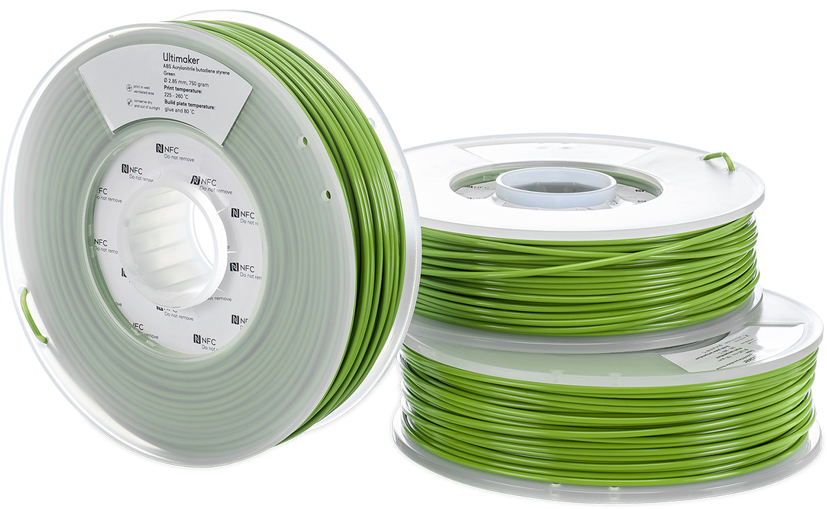 1627 Ultimaker 2.85 mm Green ABS 3D Printer Filament, 750 g