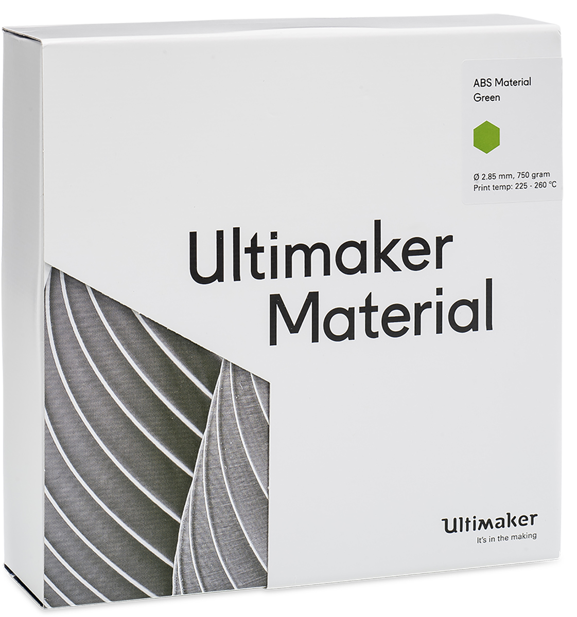 1627 Ultimaker 2.85 mm Green ABS 3D Printer Filament, 750 g