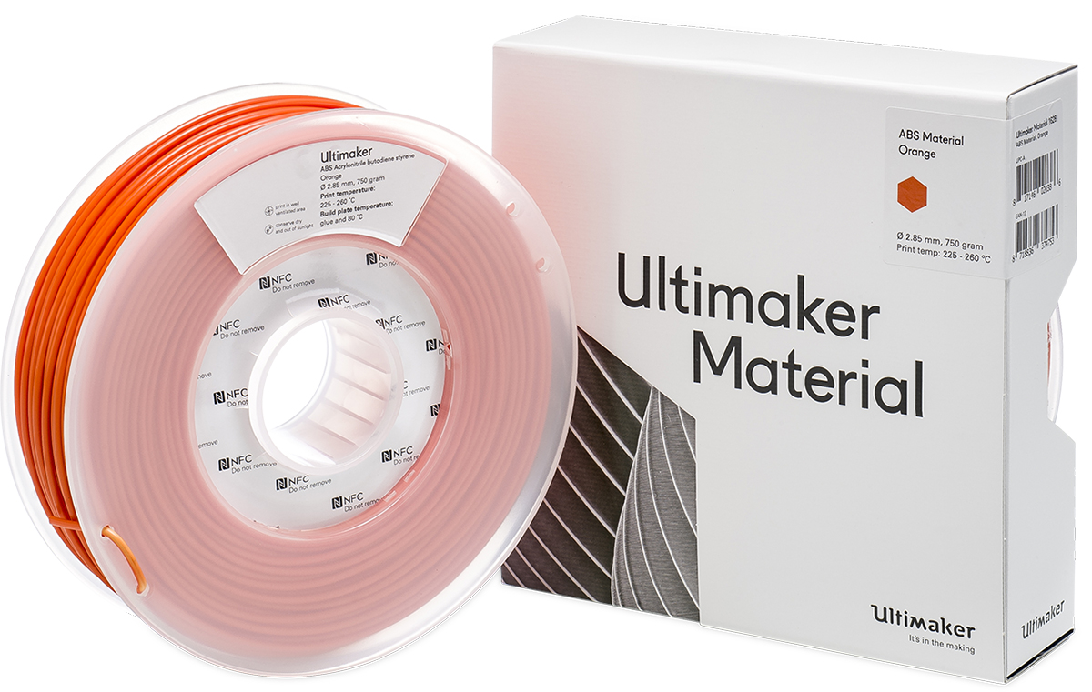 1628 Ultimaker 2.85 mm Orange ABS 3D Printer Filament, 750 g