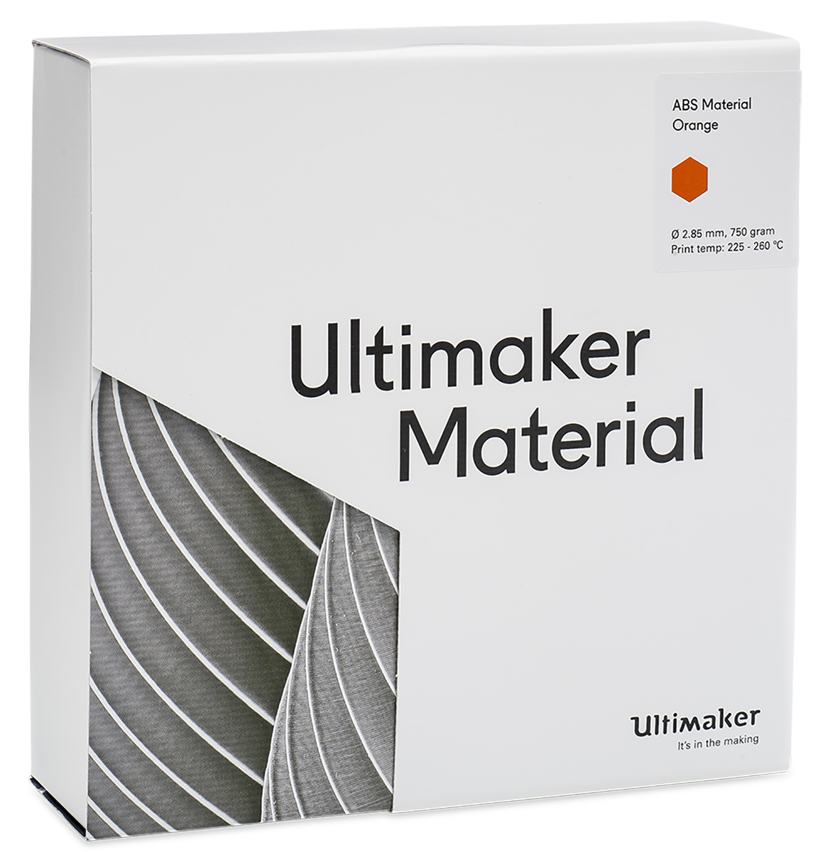 1628 Ultimaker 2.85 mm Orange ABS 3D Printer Filament, 750 g